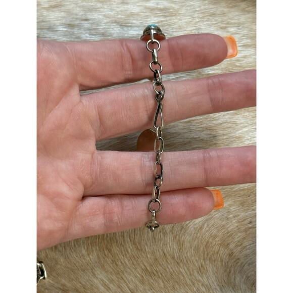 Native American SW Sterling Silver Multi-stone Blue Kingman Turquoise Bracelet - Picture 9 of 11